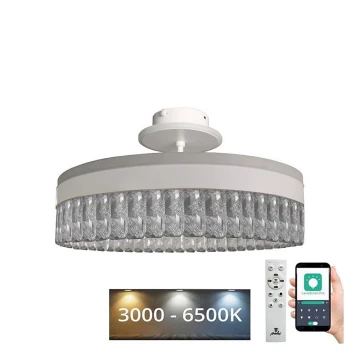 LED Stmievateľný krištáľový prisadený luster LED/75W/230V 3000-6500K biela + diaľkové ovládanie