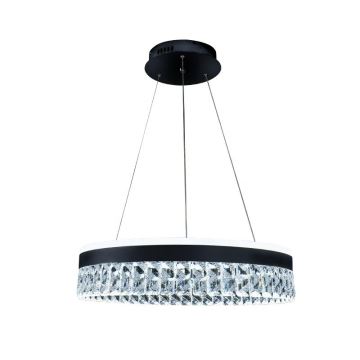 LED Stmievateľný krištáľový luster na lanku LED/90W/230V 3000-6500K čierna + diaľkové ovládanie