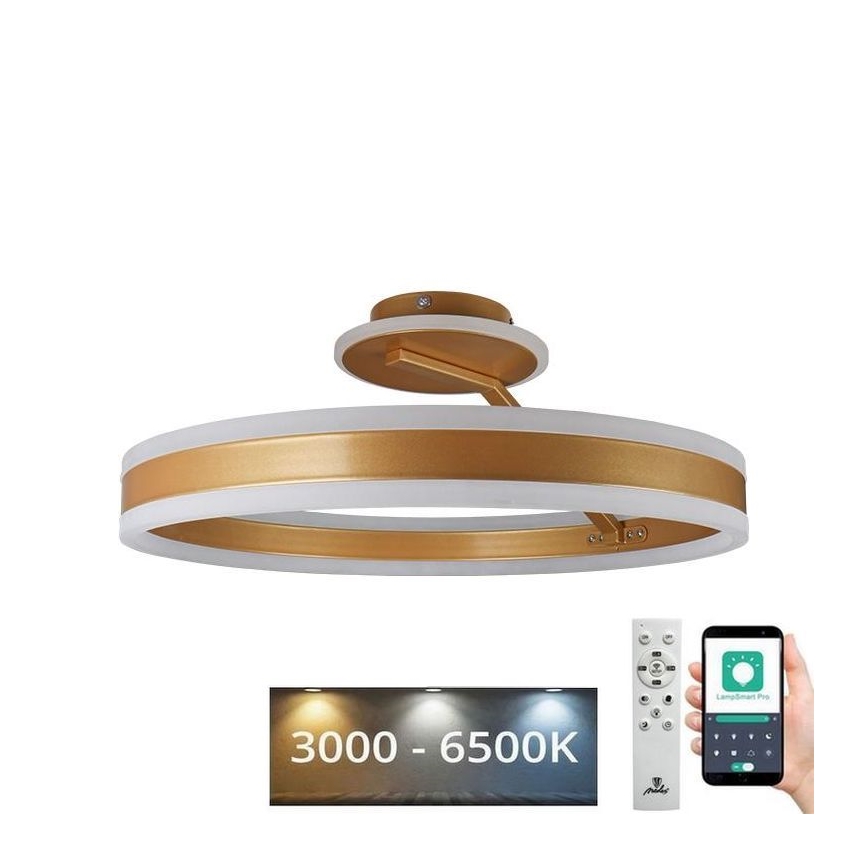 LED Stmievateľný prisadený luster LED/86W/230V 3000-6500K zlatá + diaľkové ovládanie