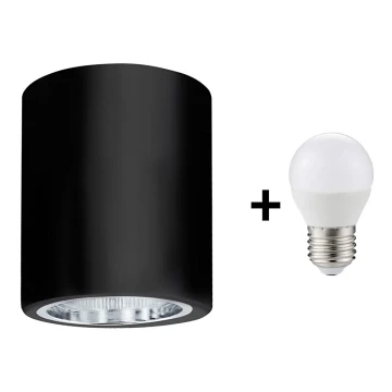 LED Stropné svietidlo JUPITER 1xE27/6W/230V 120x98 mm čierna