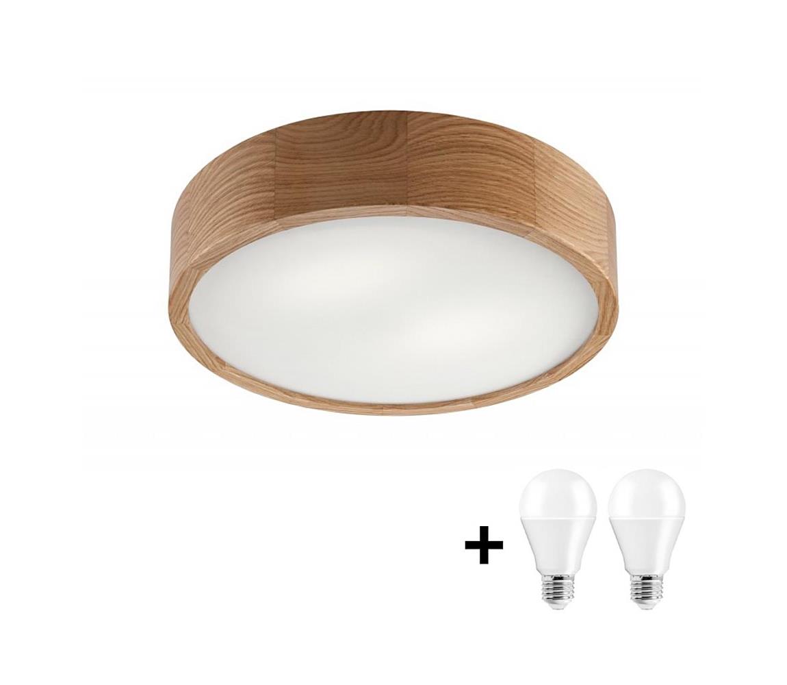  LED Stropné svietidlo OAK 2xE27/10W/230V dub pr. 37 cm 