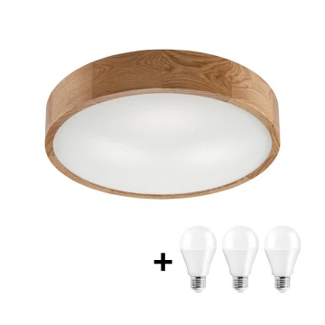 LED Stropné svietidlo OAK 3xE27/10W/230V dub pr. 47 cm