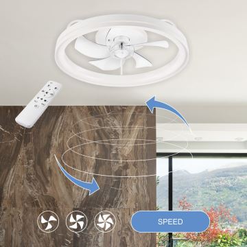 LED Stmievateľné stropné svietidlo s ventilátorom FARGO LED/37W/230V biela + diaľkové ovládanie