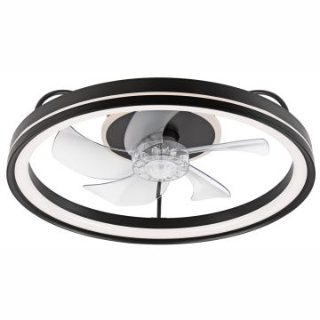 LED Stmievateľné stropné svietidlo s ventilátorom FARGO LED/37W/230V čierna + diaľkové ovládanie