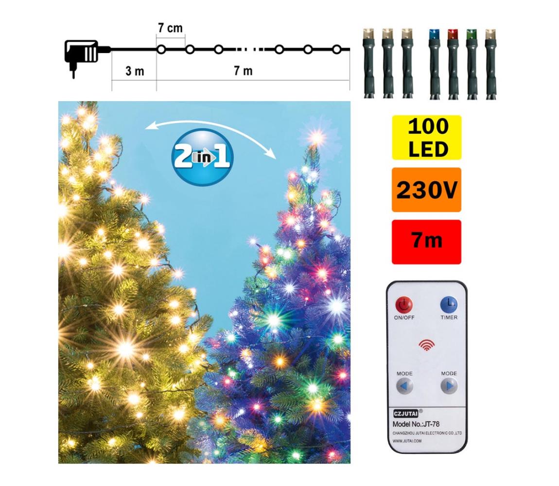  LED Vianočná vonkajšia reťaz 100xLED 10m IP44 teplá biela/multicolor + DO 