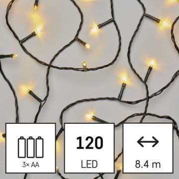 LED Vianočná vonkajšia reťaz 120xLED/8,9m IP44 teplá biela