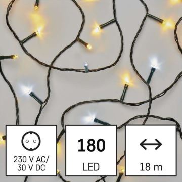 LED Vianočná vonkajšia reťaz 180xLED/2 funkcie 23m IP44 teplá/studená biela