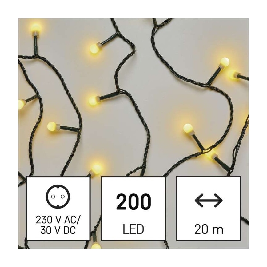 LED Vianočná vonkajšia reťaz 200xLED/25m IP44 teplá biela