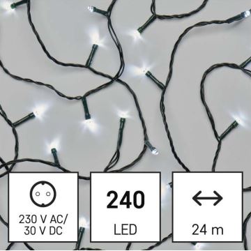 LED Vianočná vonkajšia reťaz 240xLED/8 módov 29m IP44 studená biela