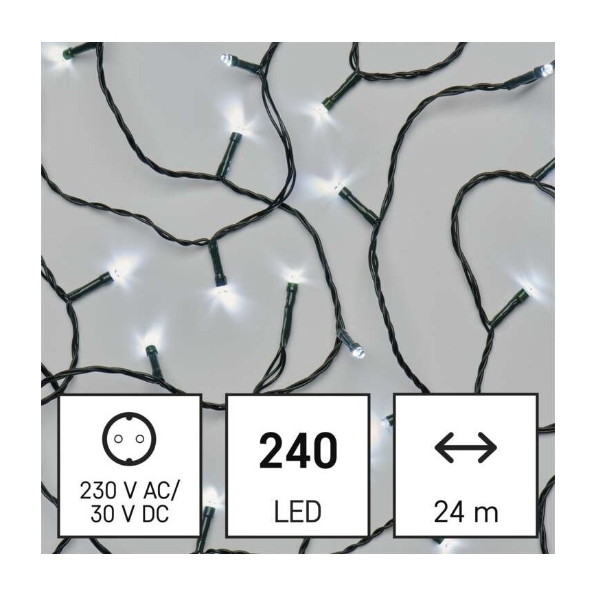 LED Vianočná vonkajšia reťaz 240xLED/8 módov 29m IP44 studená biela