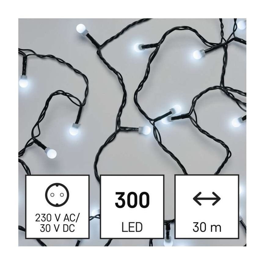 LED Vianočná vonkajšia reťaz 300xLED/35m IP44 studená biela