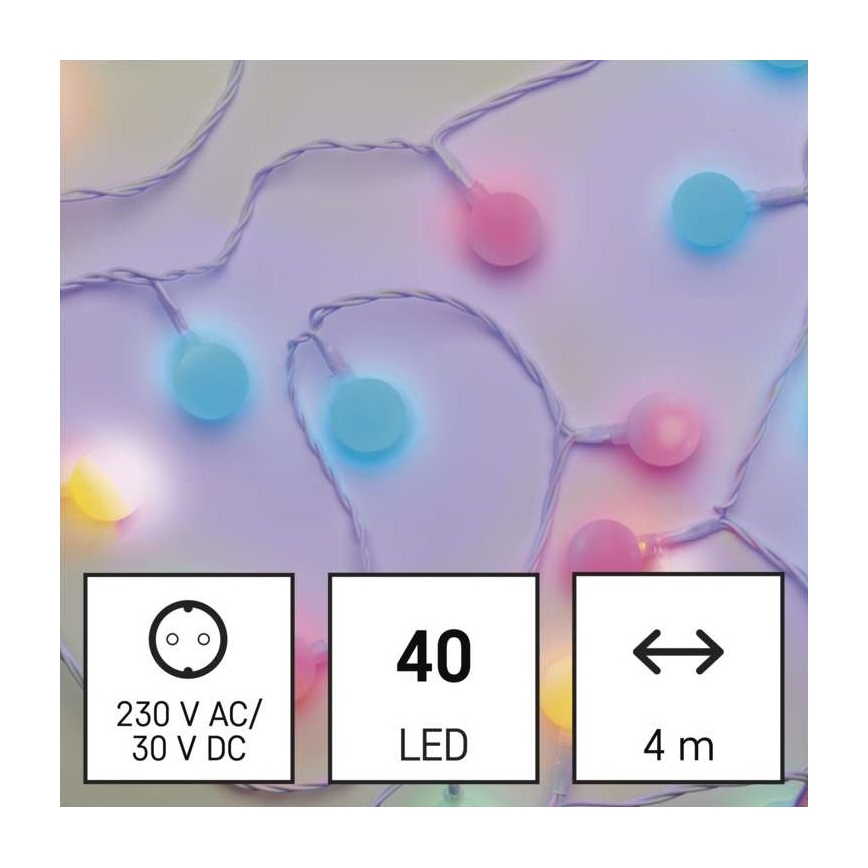 LED Vianočná vonkajšia reťaz 40xLED/9m IP44 multicolor