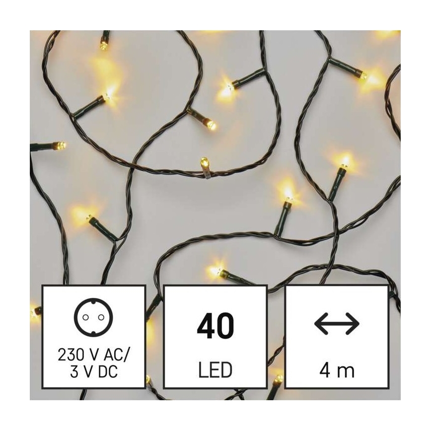 LED Vianočná vonkajšia reťaz 40xLED/9m IP44 teplá biela