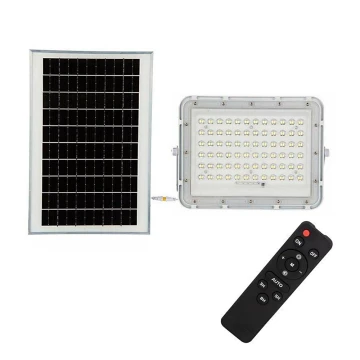 LED Vonkajší stmievateľný solárny reflektor LED/15W/3,2V IP65 4000K biela + diaľkové ovládanie