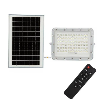 LED Vonkajší stmievateľný solárny reflektor LED/15W/3,2V IP65 6400K biela + diaľkové ovládanie