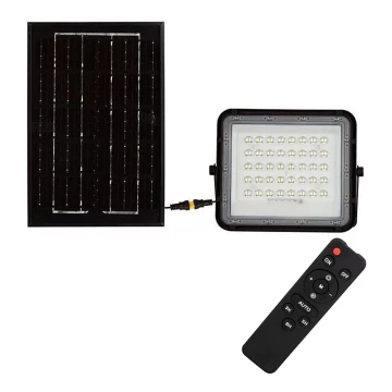 LED Vonkajší stmievateľný solárny reflektor LED/6W/3,2V IP65 4000K čierna + diaľkové ovládanie