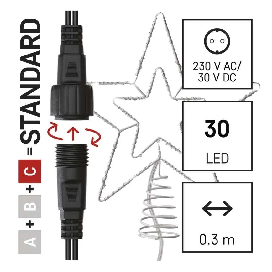 LED Vonkajšia vianočná dekorácia 30xLED/4W/30V IP44 studená biela