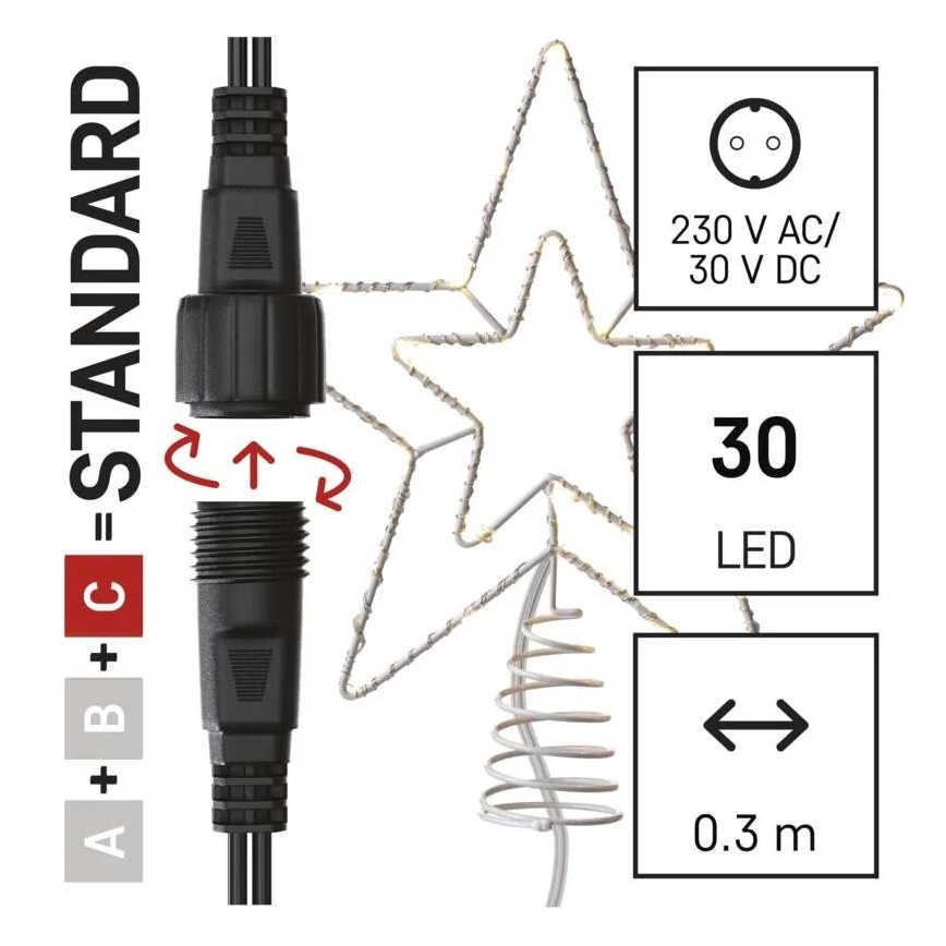 LED Vonkajšia vianočná dekorácia 30xLED/4W/30V IP44 teplá biela