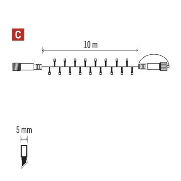 LED Vonkajšia vianočná reťaz 100xLED/10m IP44 studená biela