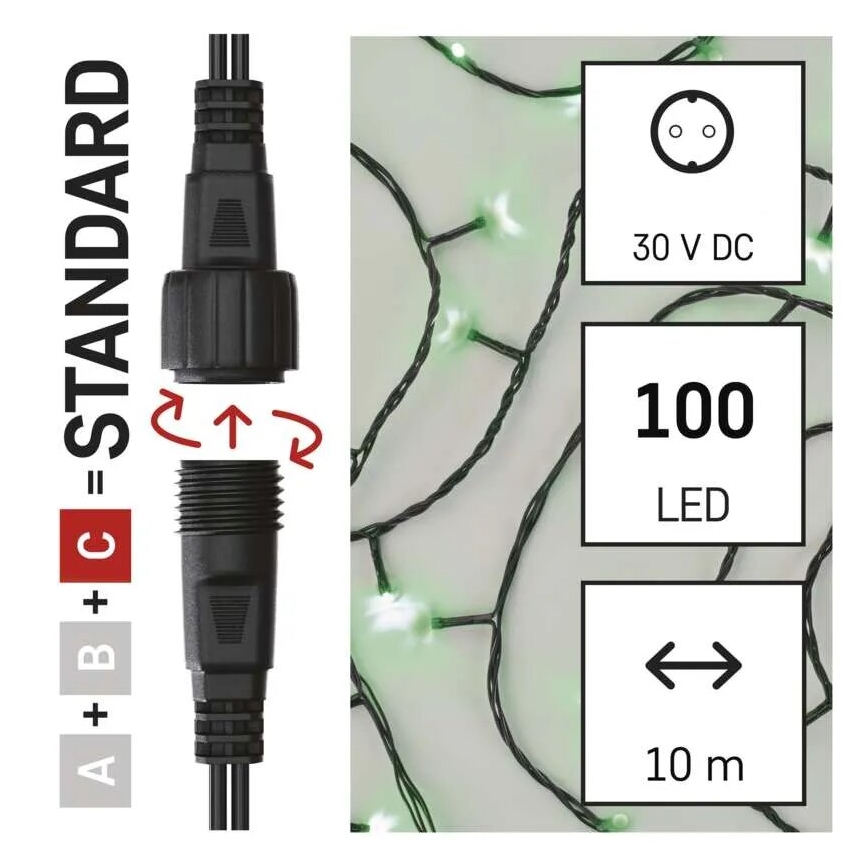 LED Vonkajšia vianočná reťaz 100xLED/10m IP44 zelená