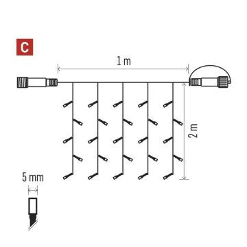 LED Vonkajšia vianočná reťaz 100xLED/1x2m IP44 studená biela