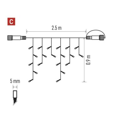 LED Vonkajšia vianočná reťaz 100xLED/2,5x0,9m IP44 červená/vintage