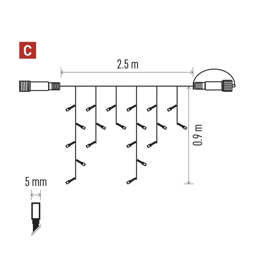 LED Vonkajšia vianočná reťaz 100xLED/2,5x0,9m IP44 červená/vintage