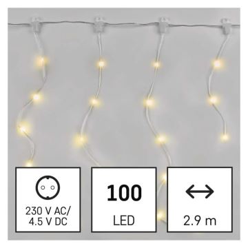 LED Vonkajšia vianočná reťaz 100xLED/8 funkcií 7,9x0,7m IP44 teplá biela