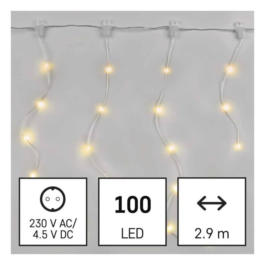 LED Vonkajšia vianočná reťaz 100xLED/8 funkcií 7,9x0,7m IP44 teplá biela