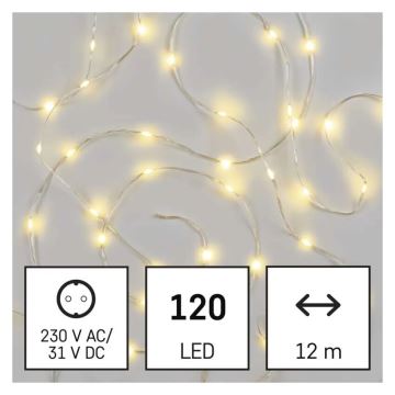 LED Vonkajšia vianočná reťaz 120xLED/17m IP44 teplá biela