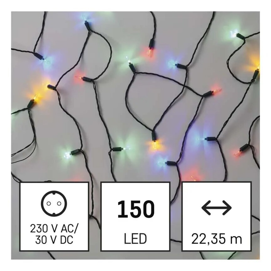 LED Vonkajšia vianočná reťaz 150xLED/27,35m IP44 multicolor