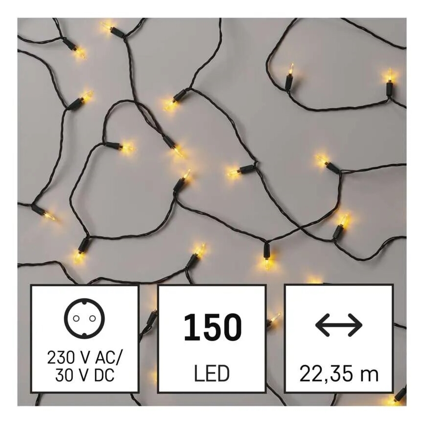 LED Vonkajšia vianočná reťaz 150xLED/27,35m IP44 vintage