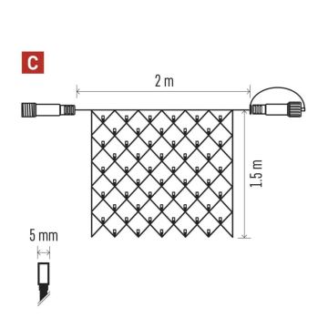 LED Vonkajšia vianočná reťaz 160xLED/2x1,5m IP44 studená biela