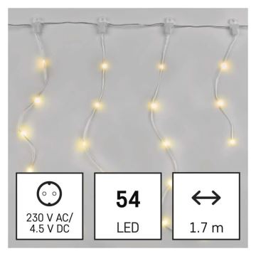 LED Vonkajšia vianočná reťaz 54xLED/8 funkcií 6,7x0,7m IP44 teplá biela