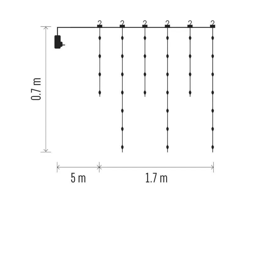 LED Vonkajšia vianočná reťaz 54xLED/8 funkcií 6,7x0,7m IP44 teplá biela