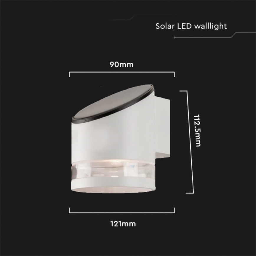 LED Vonkajšie solárne nástenné svietidlo LED/1W/3,7V 3000K IP54 biela