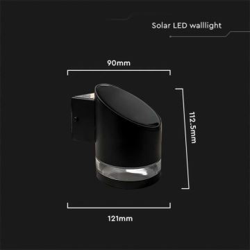 LED Vonkajšie solárne nástenné svietidlo LED/1W/3,7V 3000K IP54 čierna