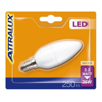 LED Žiarovka B35 E14/3,2W/230V 2700K - Attralux