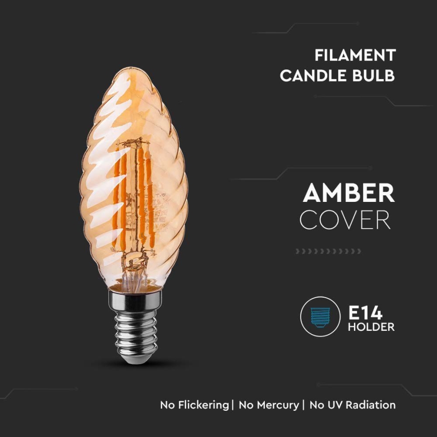 LED Žiarovka FILAMENT AMBER E14/4W/230V 2200K