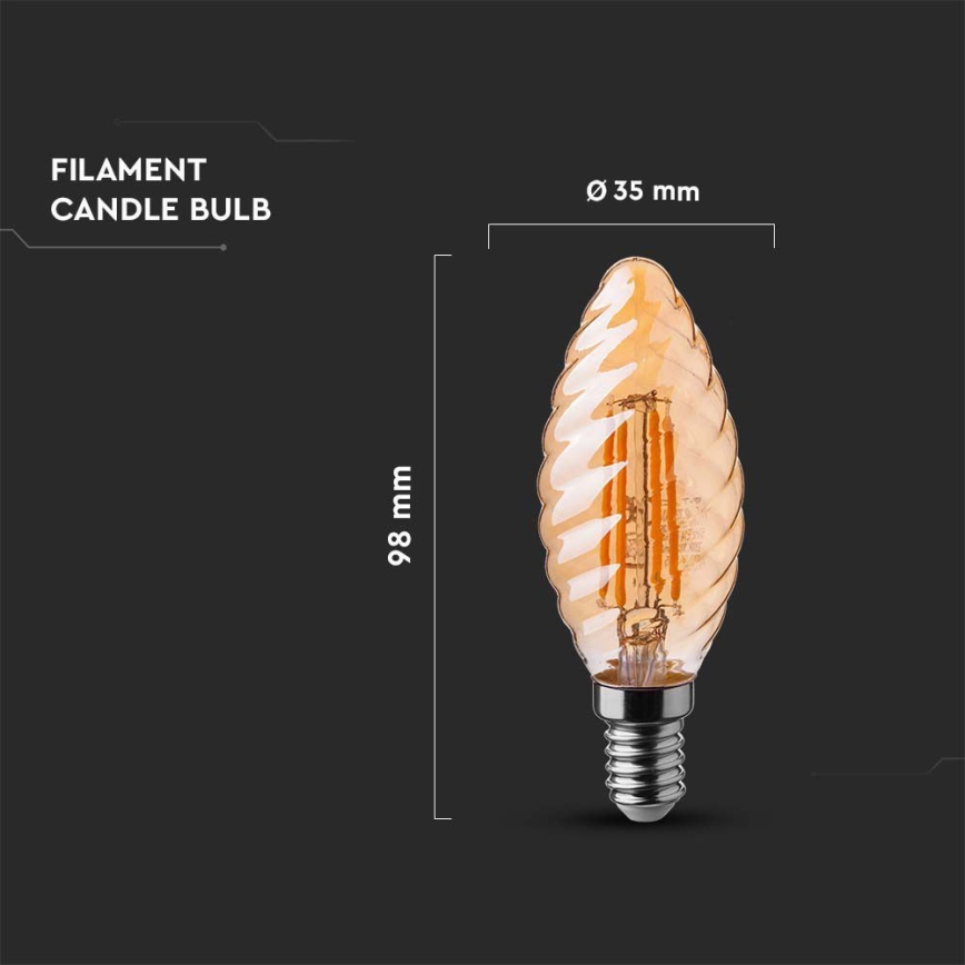 LED Žiarovka FILAMENT AMBER E14/4W/230V 2200K