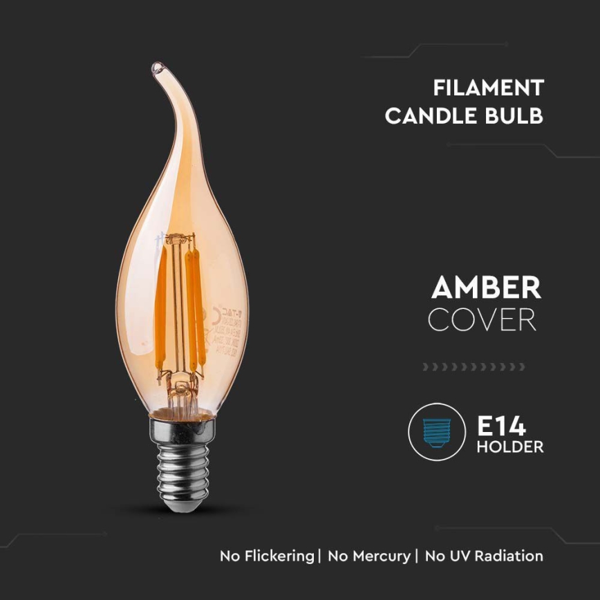 LED Žiarovka FILAMENT AMBER E14/4W/230V 2200K