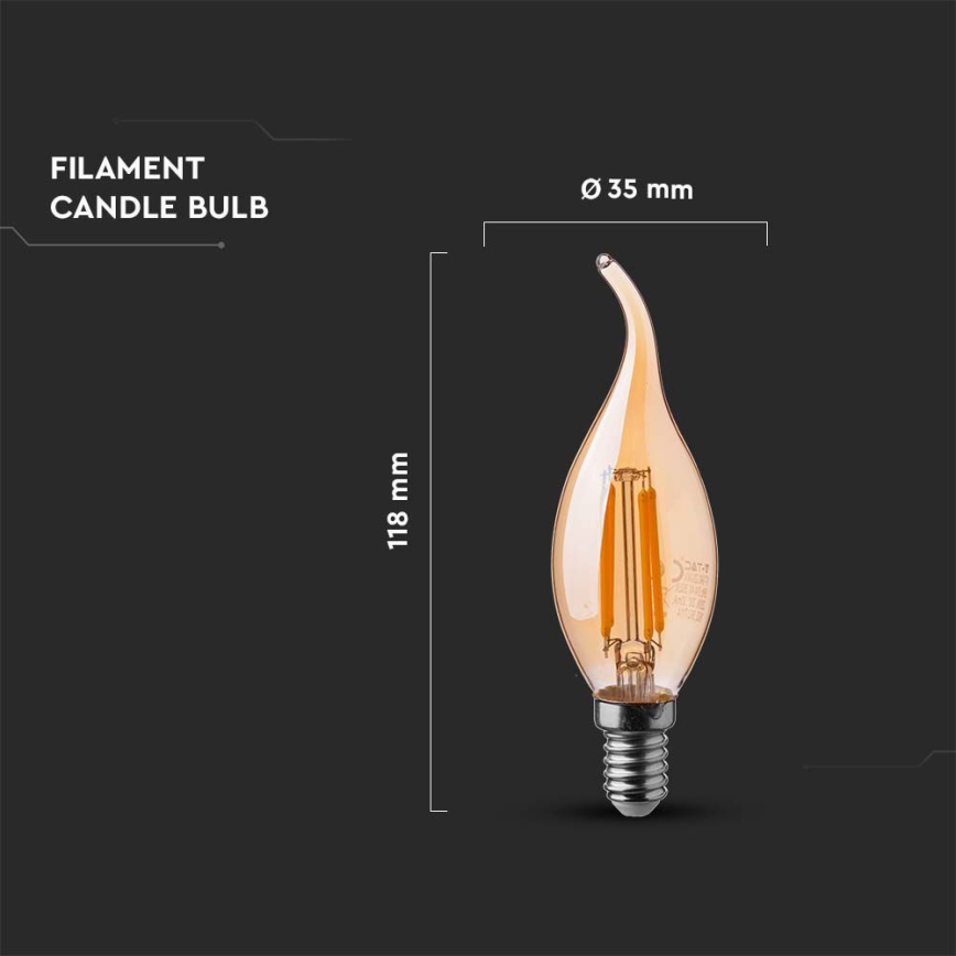 LED Žiarovka FILAMENT AMBER E14/4W/230V 2200K