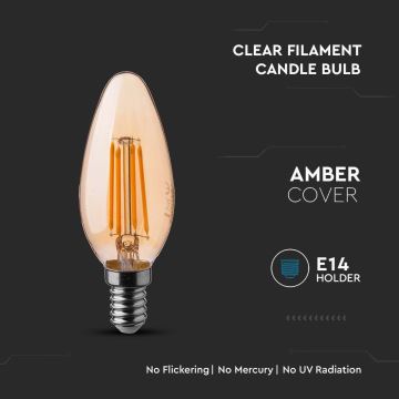 LED Žiarovka FILAMENT AMBER E14/4W/230V 2200K