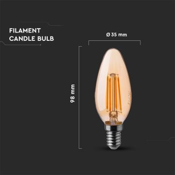 LED Žiarovka FILAMENT AMBER E14/4W/230V 2200K