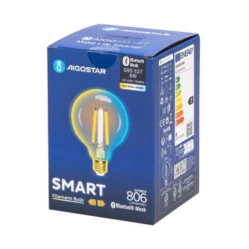 LED Žiarovka FILAMENT G95 E27/6W/230V 2700-6500K - Aigostar