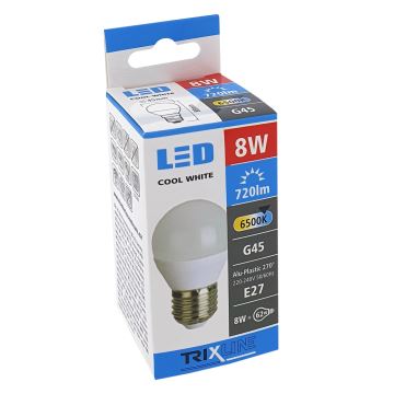 LED Žiarovka G45 E27/8W/230V 6500K