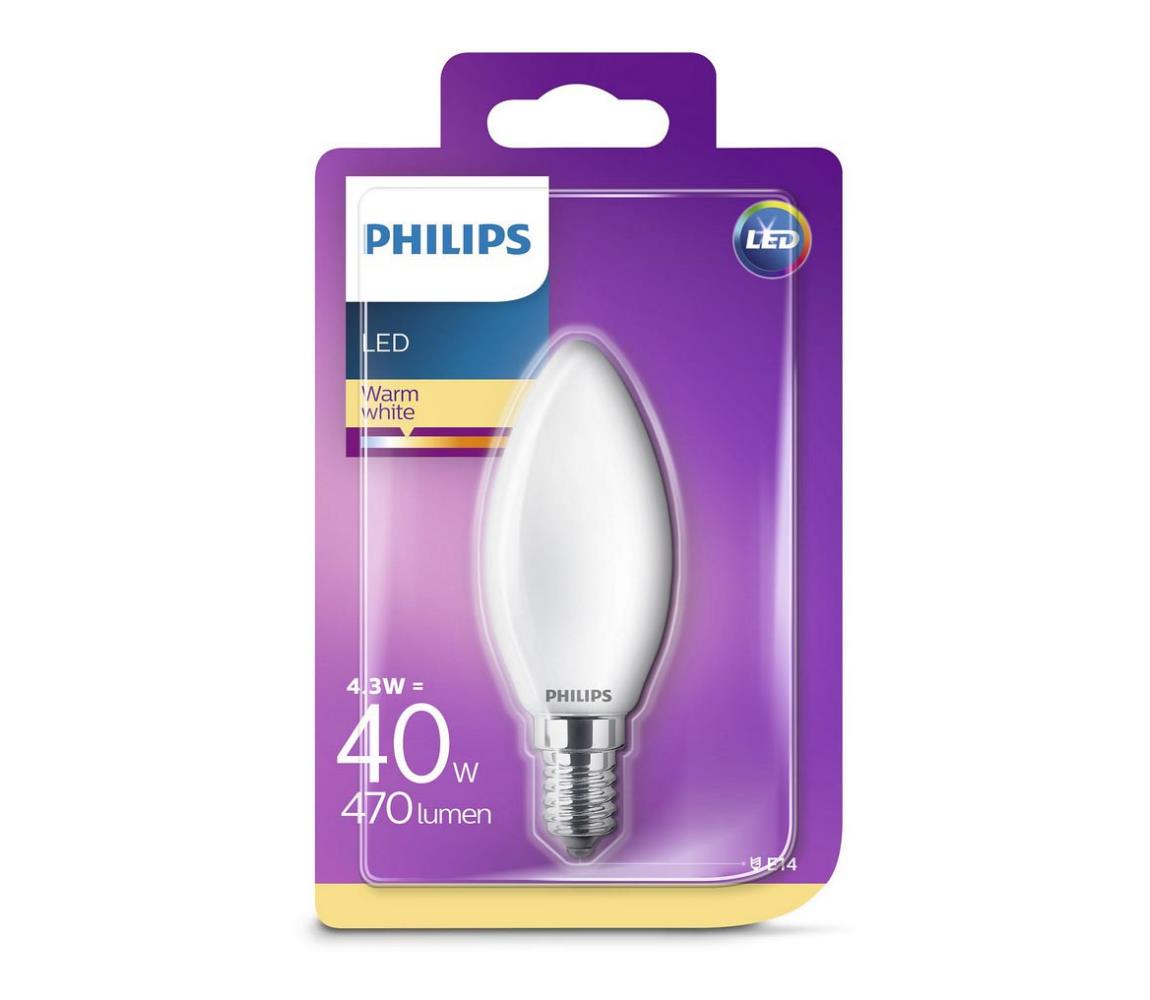 Obrázok Philips LED Classic svíčka 4.3-40W, E14, Matná, 2700K (929001345317)