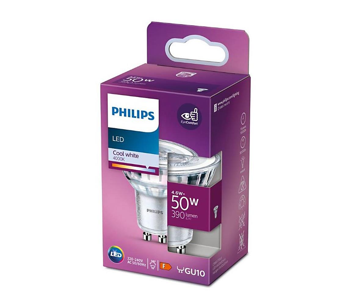 Obrázok Philips bodová, 4,6W, GU10, studená bílá (8718699776992)