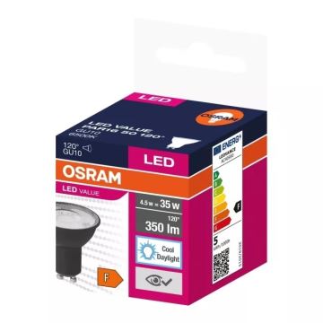 LED Žiarovka VALUE PAR16 GU10/4,5W/230V 6500K 120° čierna - Ledvance