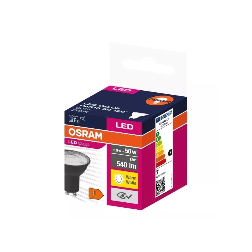 LED Žiarovka VALUE PAR16 GU10/6,9W/230V 2700K 120° čierna - Ledvance